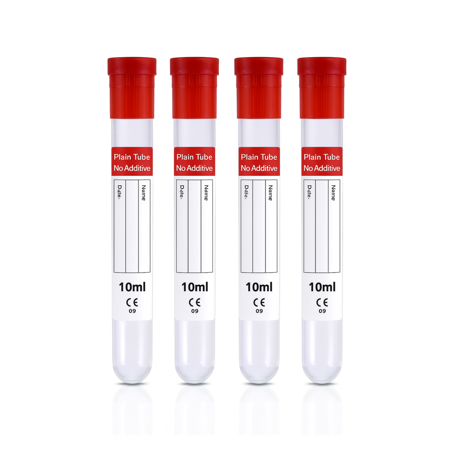 Vacuum Blood Collection Tube Rubber Red Top, NO ADDITIVE 10mL, PET, 30176