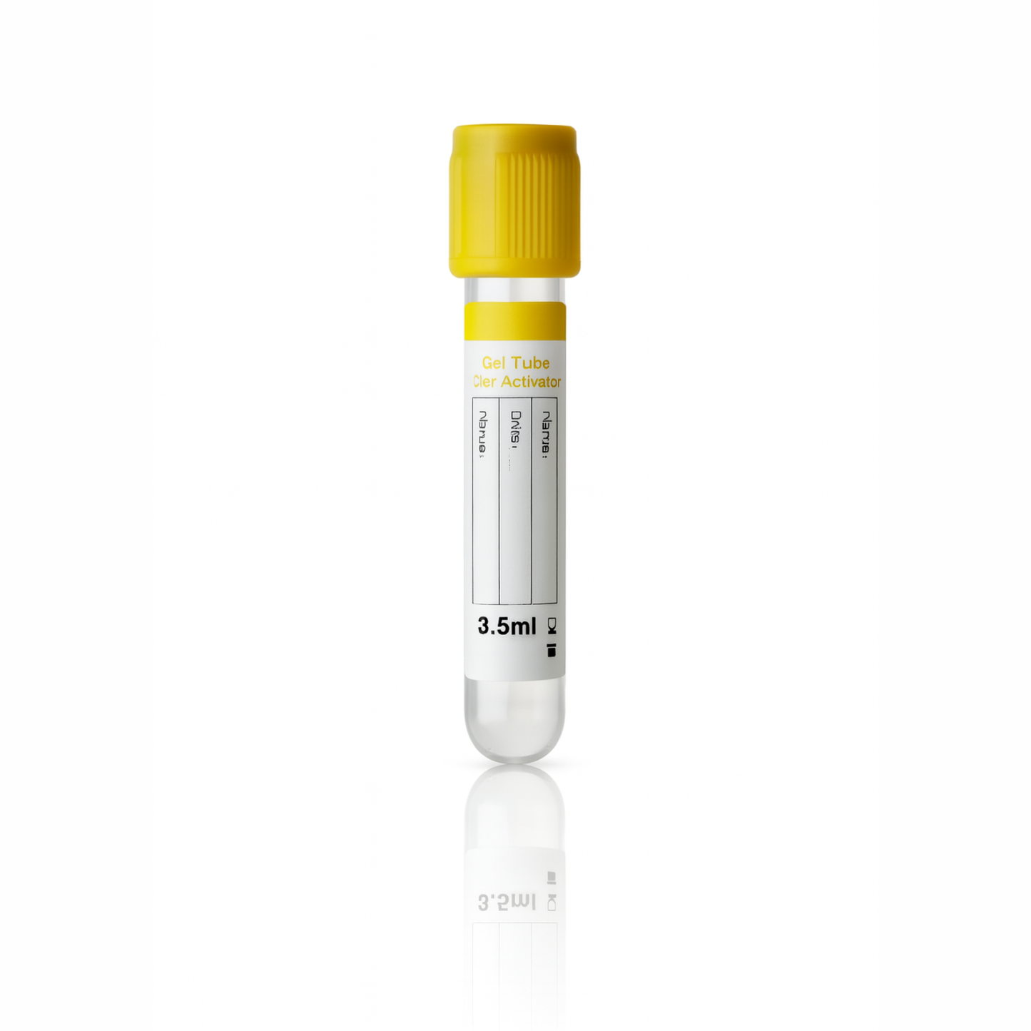 Vacuum Blood Collection Serum Separator Tube 3.5 mL, SST, Yellow Top 30207 Glass