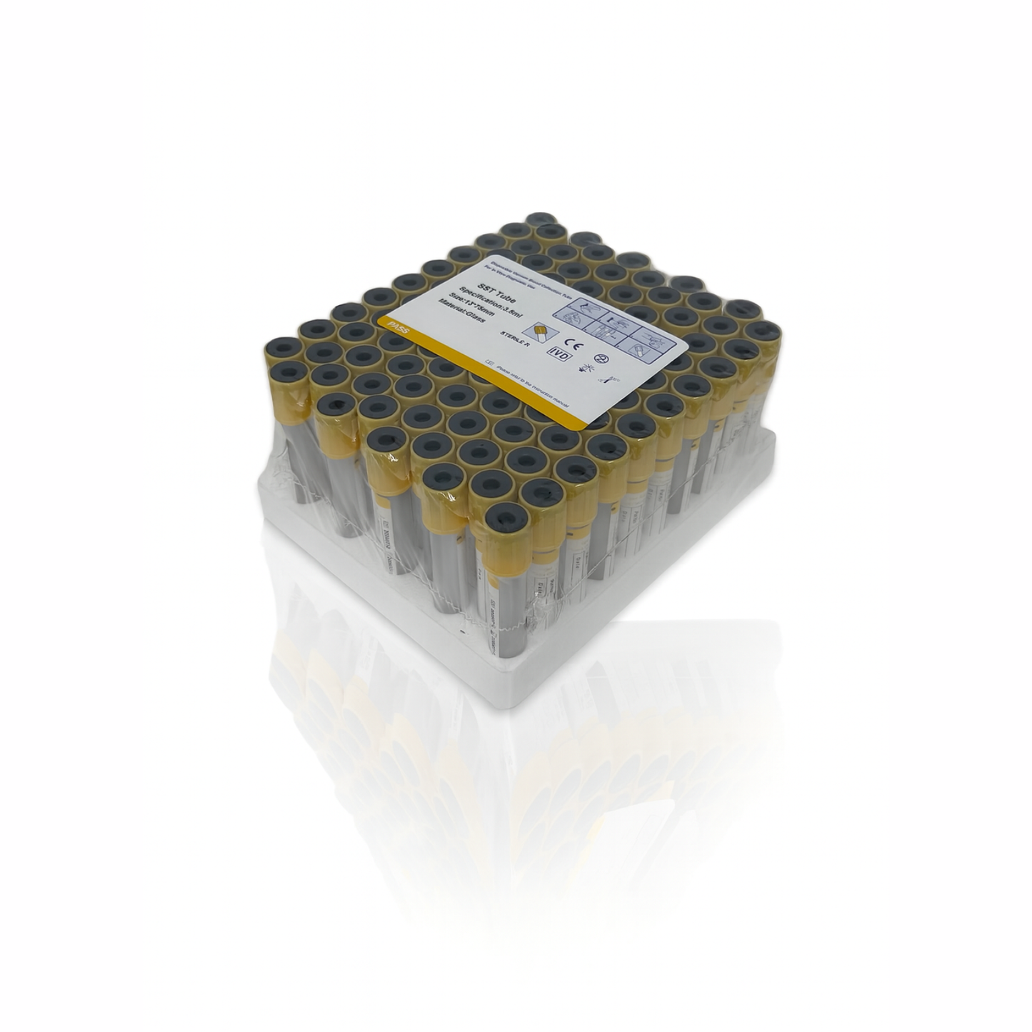 Vacuum Blood Collection Serum Separator Tube 3.5 mL, SST, Yellow Top 30207 Glass