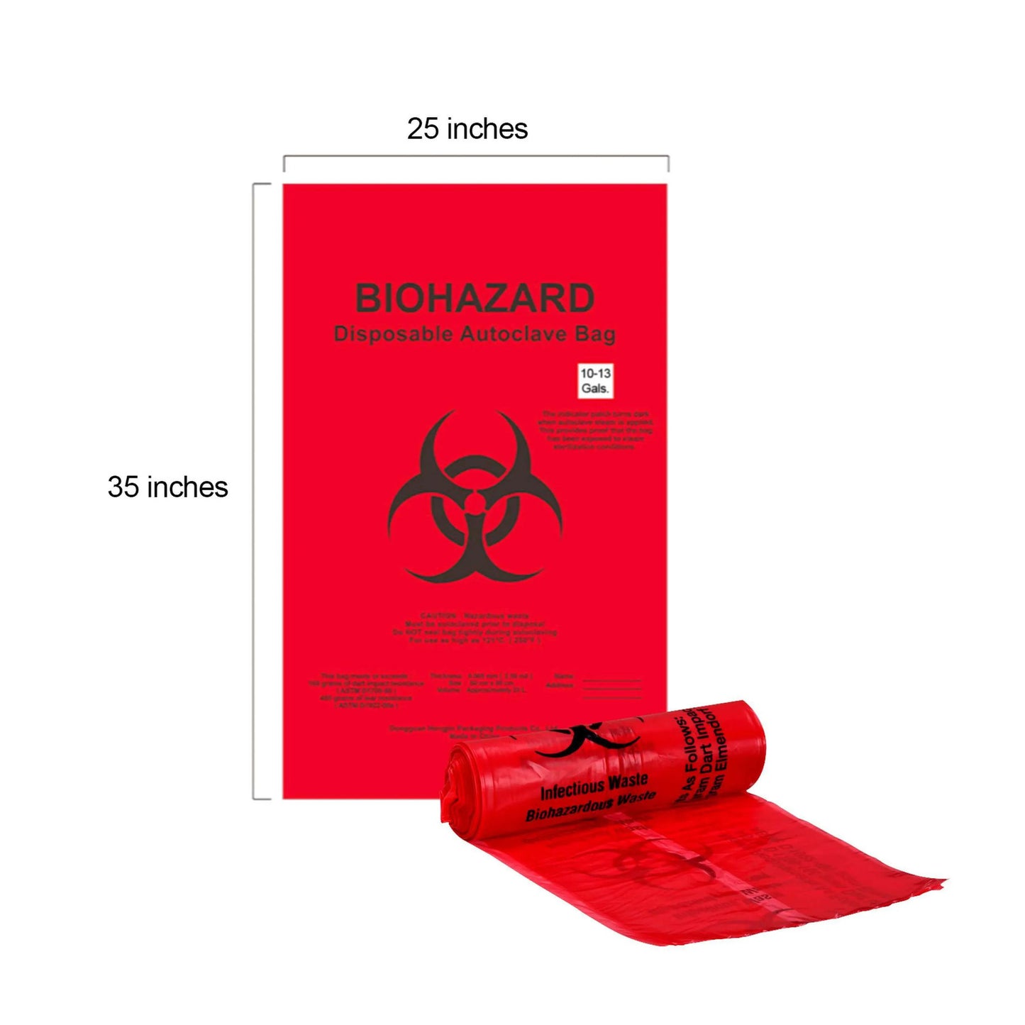 Red Biohazard Bags - Disposable Autoclave Bags in 4 Sizes for Medical and Laboratory Infectious Waste Bag