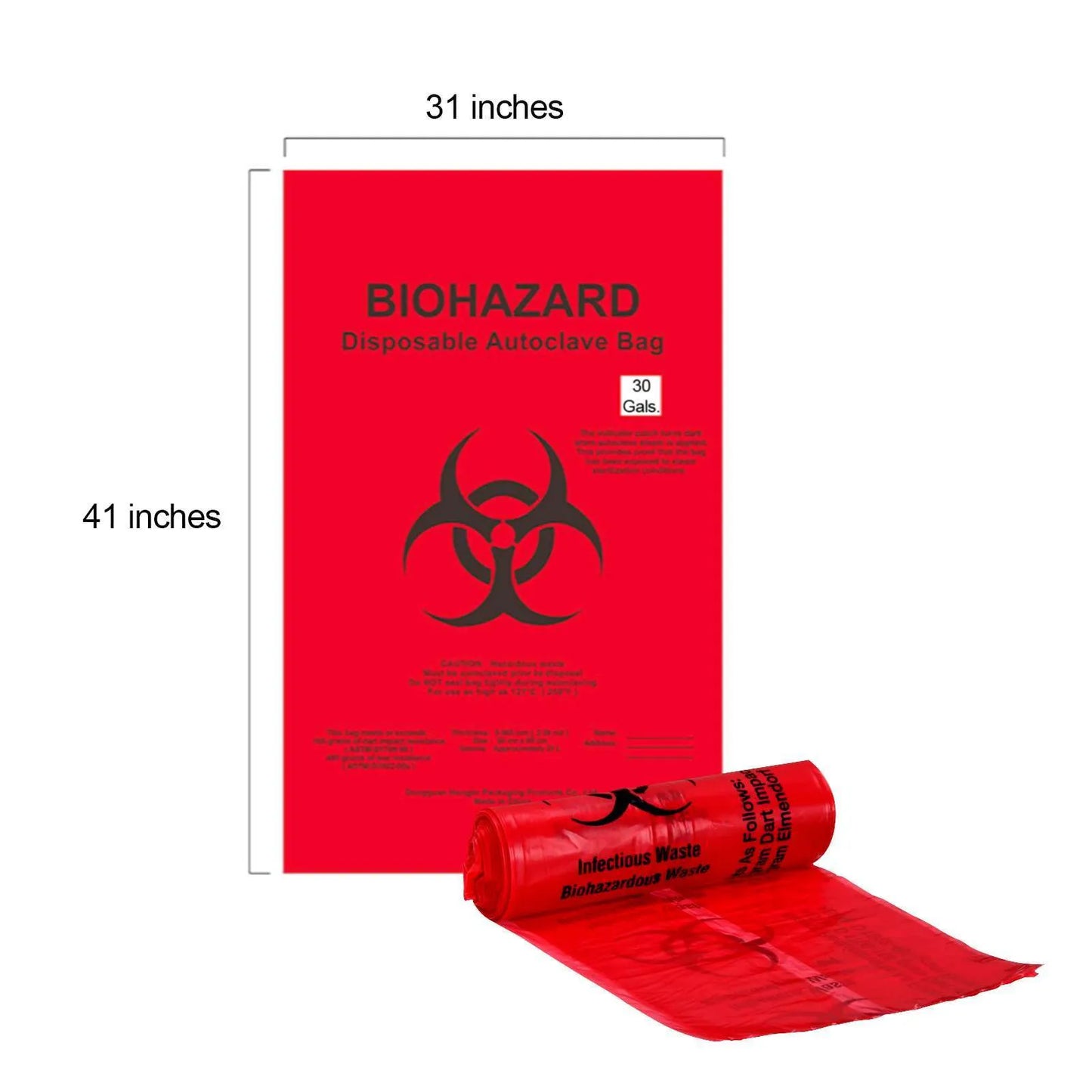 Red Biohazard Bags - Disposable Autoclave Bags in 4 Sizes for Medical and Laboratory Infectious Waste Bag