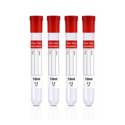 Vacuum Blood Collection Tube Rubber Red Top, NO ADDITIVE 10mL, PET, 30176