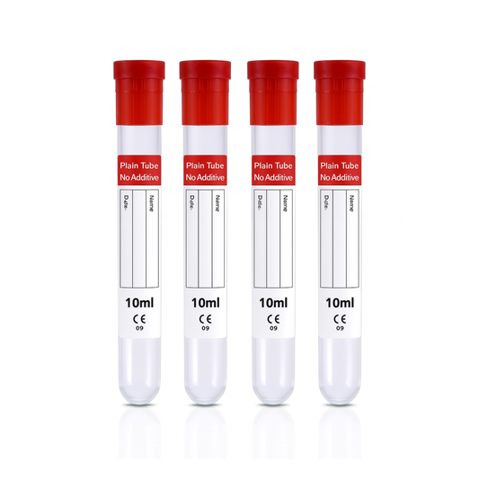 Vacuum Blood Collection Tube Rubber Red Top, NO ADDITIVE 10mL, PET, 30176