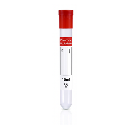 Vacuum Blood Collection Tube Rubber Red Top, NO ADDITIVE 10mL, PET, 30176
