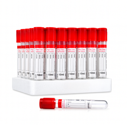 Vacuum Blood Collection Tube Red Top, NO ADDITIVE 10mL, PET, 30165