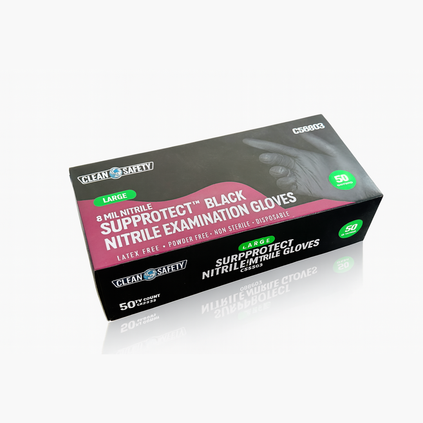 8 Mil Black Disposable Nitrile Gloves