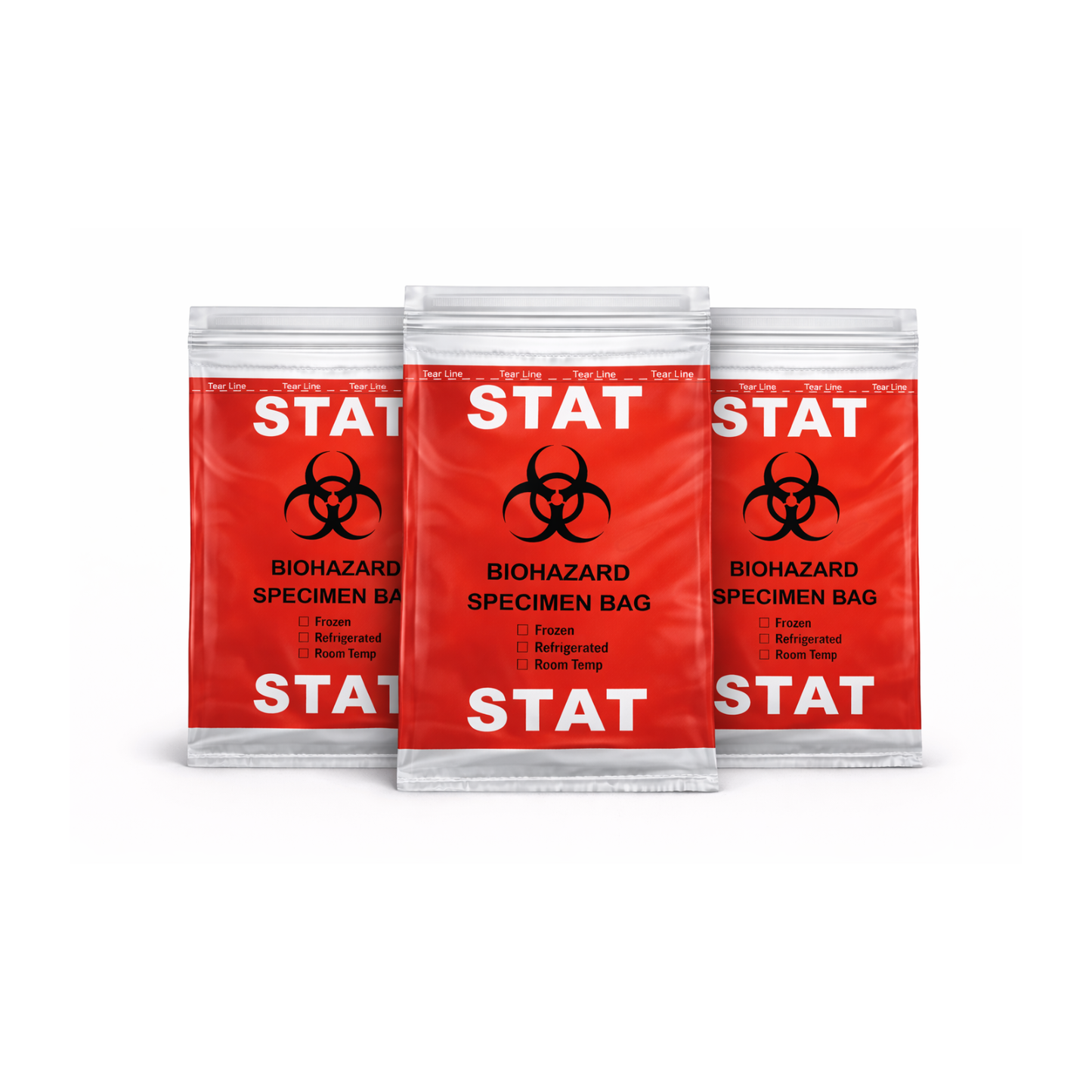 1000PCS 6x9IN STAT SPECIMEN TRANSPORT BIOHAZARD BAG, RED, ECONO-ZIP, 30191