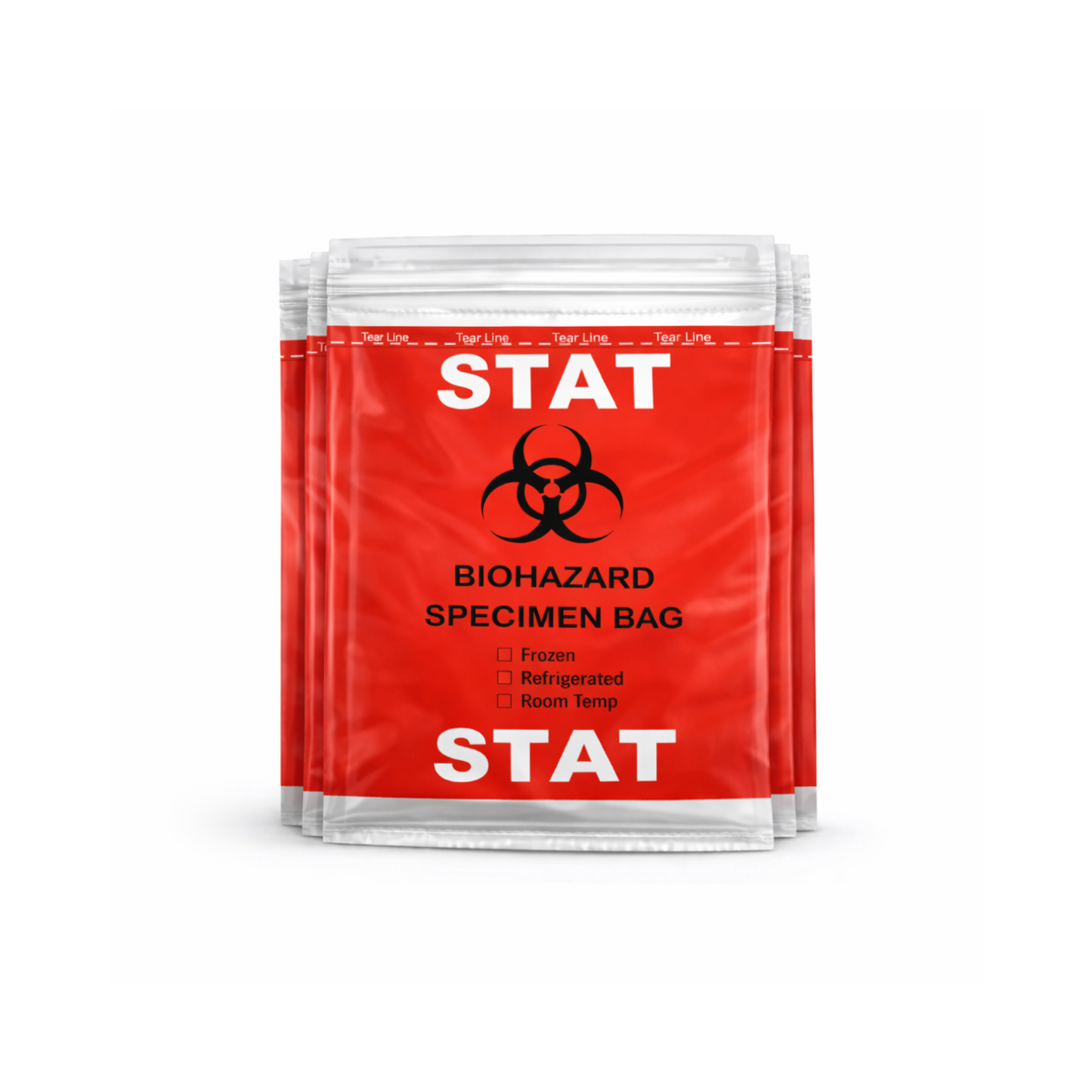 1000PCS 6x9IN STAT SPECIMEN TRANSPORT BIOHAZARD BAG, RED, ECONO-ZIP, 30191