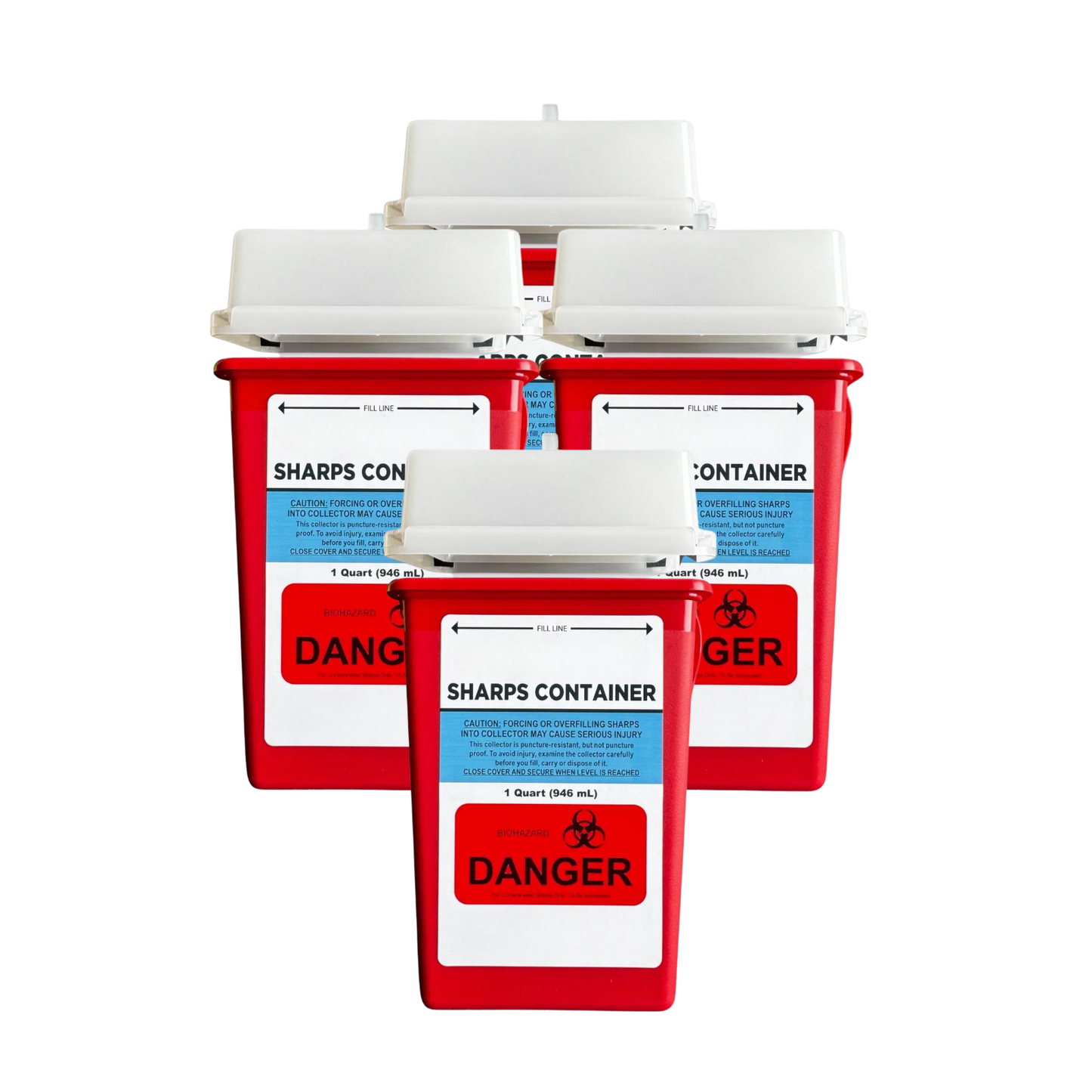 1 Quart Biohazard Containers, Red, 30136