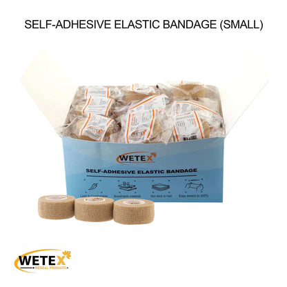 Self-Adhering Elastic Bandage, Adhesive, Tan Color, 3 Sizes