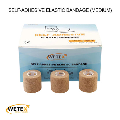 Self-Adhering Elastic Bandage, Adhesive, Tan Color, 3 Sizes
