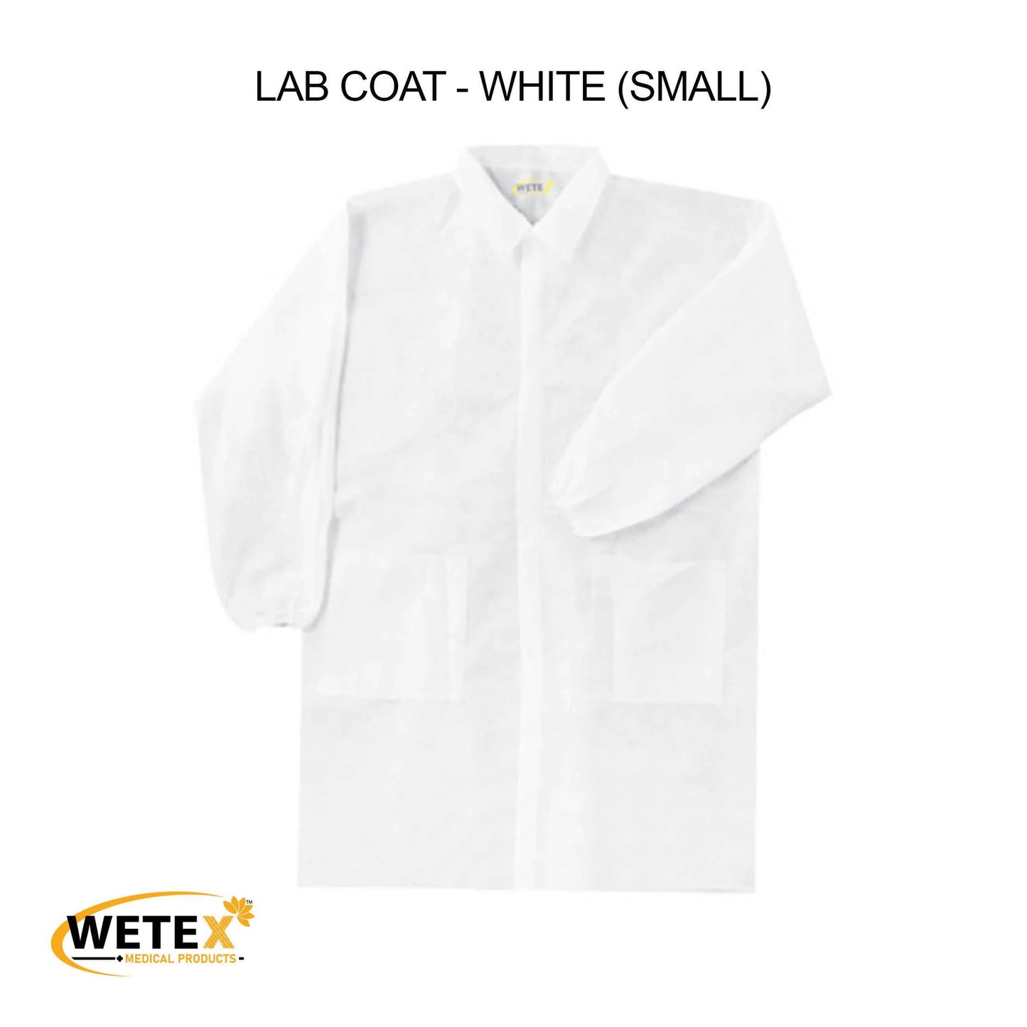 Disposable Lab Coat, White Color With 3 Pockets, S/M/L/XL/XXL