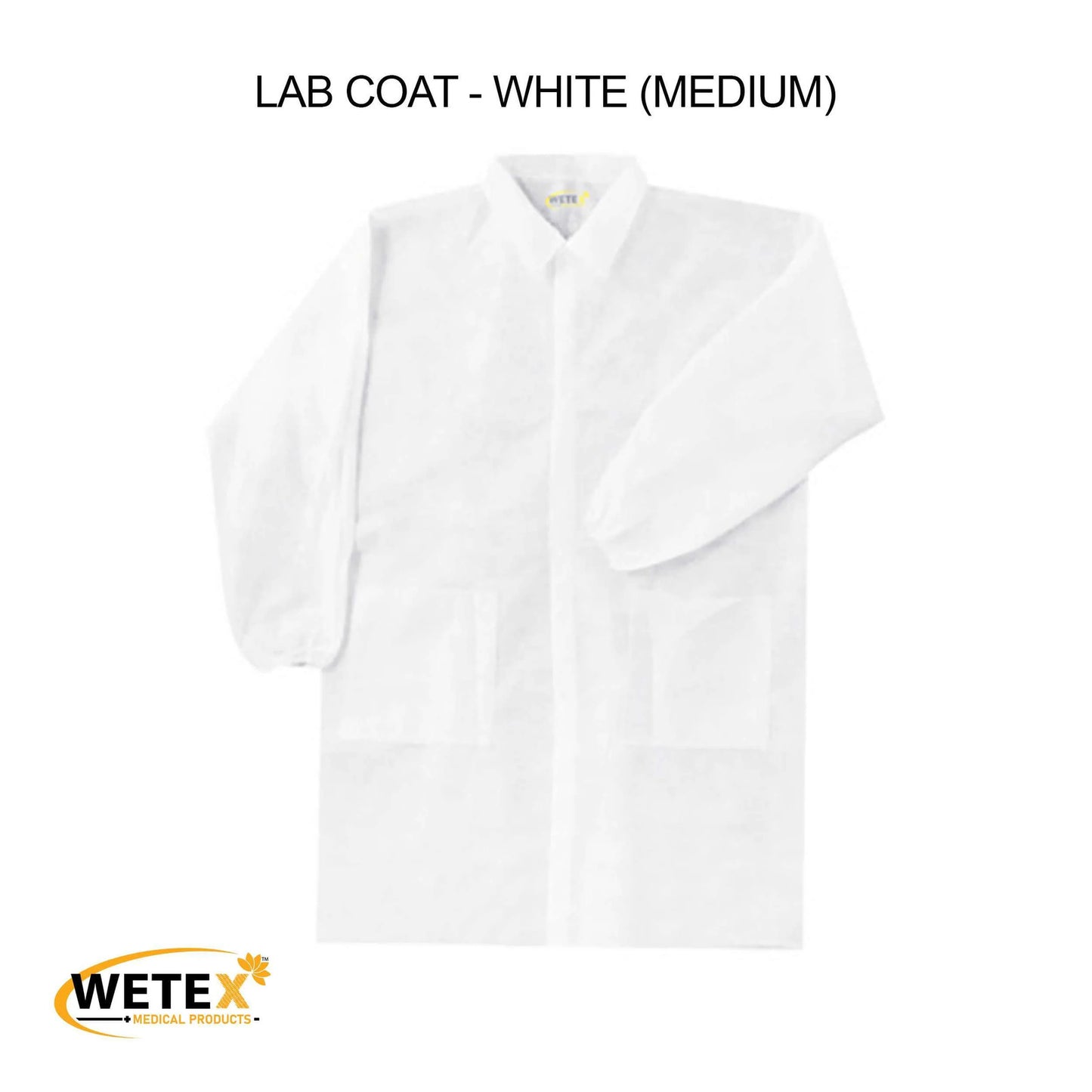 Disposable Lab Coat, White Color With 3 Pockets, S/M/L/XL/XXL