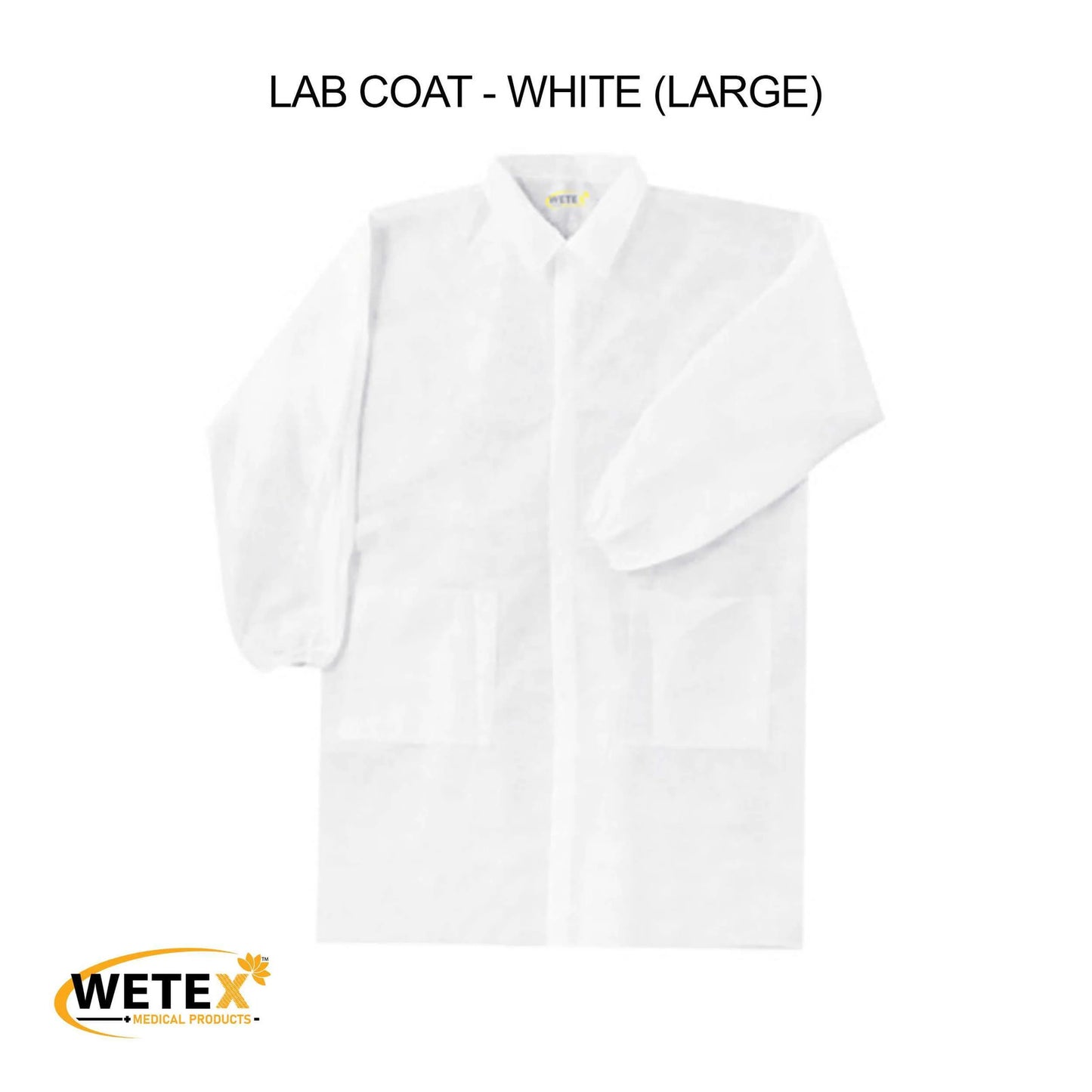 Disposable Lab Coat, White Color With 3 Pockets, S/M/L/XL/XXL