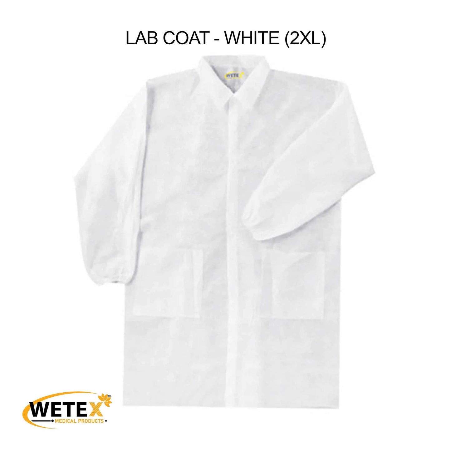 Disposable Lab Coat, White Color With 3 Pockets, S/M/L/XL/XXL